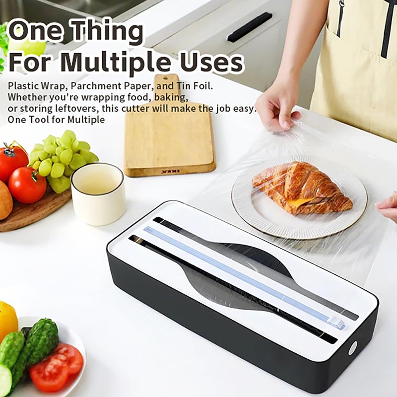 Sonile Dual-Slot Multifunctional Kitchen Cutter | For Cling Film, Aluminum Foil, and Parchment Paper Storage & Cutting | Easily Cut Two Materials at Once (Black(suckers)) - Image 3